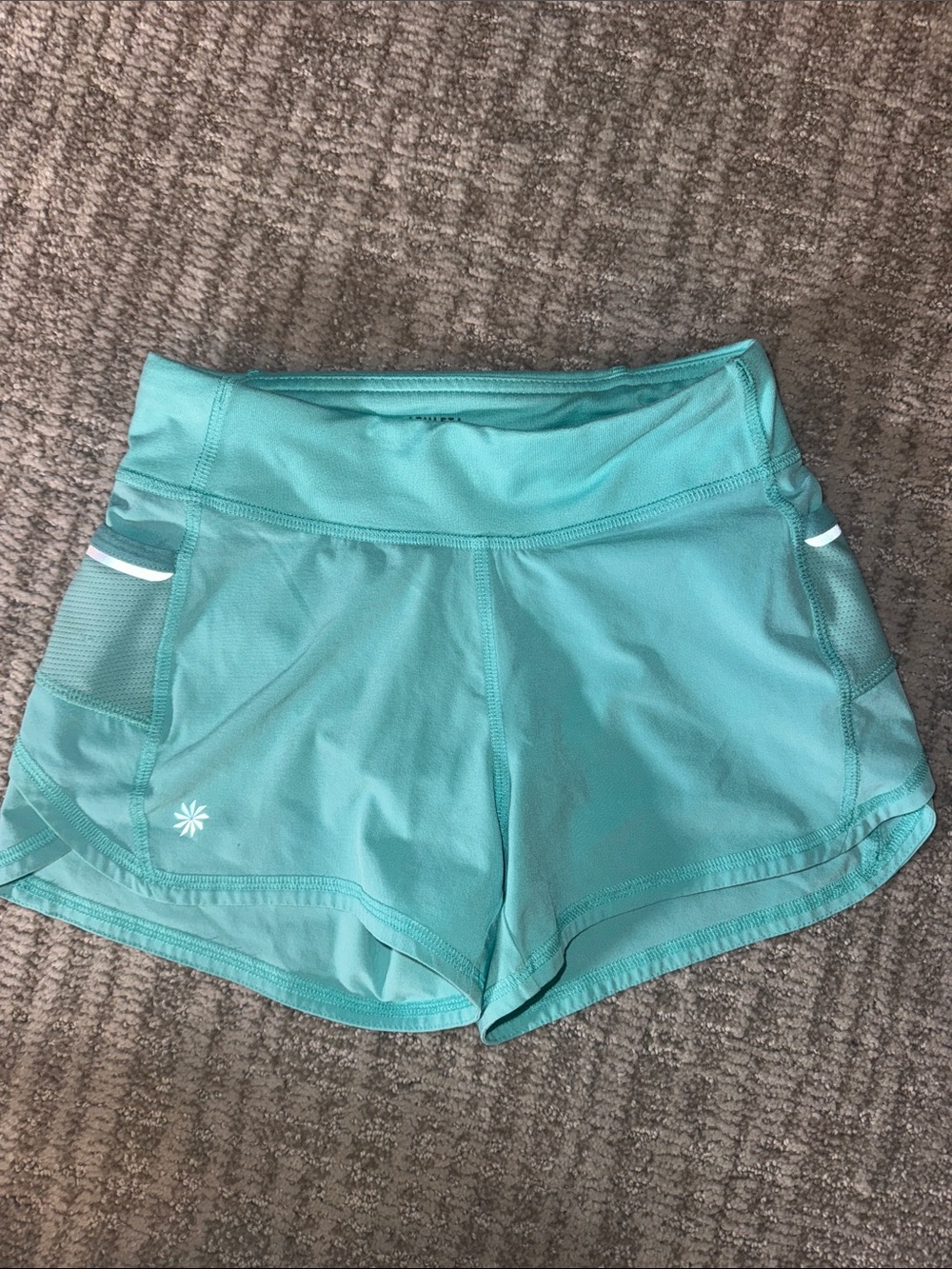 Athleta Girl shorts teal green lined Active Athletic small 7 gym school